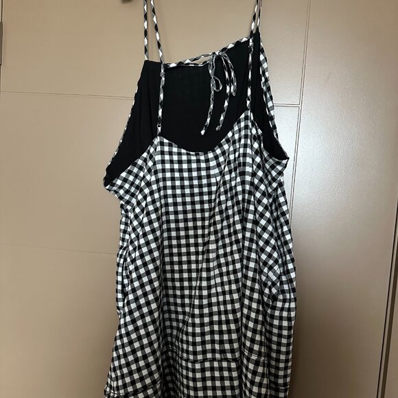 By Anthropologie Apron-Style Black/White Gingham Mini Dress - 3X - Picture 8 of 10